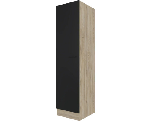 Vorratsschrank Flex Well Capri BxHxT 50x200x57 cm Frontfarbe schwarz - Korpusfarbe endgrain oak