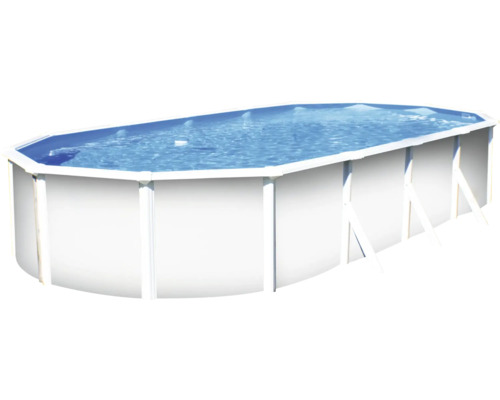 Kit de piscine hors sol à paroi en acier Planet Pool Vision-Pool Classic Solo ovale 500x300x120 cm avec skimmer encastré blanc