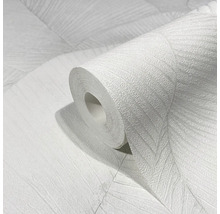 Rouleau de papier peint blanc avec motif de feuilles