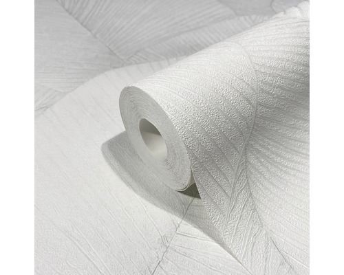 Rouleau de papier peint blanc avec motif de feuilles