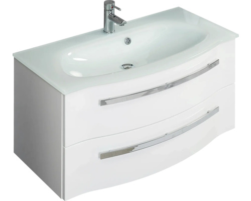 Waschbecken mit Unterschrank Pelipal xpressline 4005 BxHxT 92x49.7x49.1 cm Frontfarbe polarweiss hochglanz 992.0900011