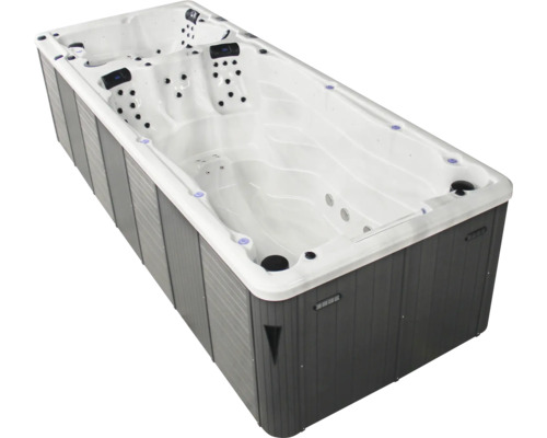 Spa de nage avec jets et boîtier gris