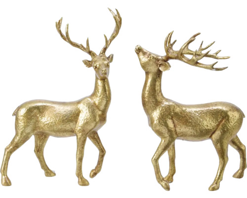 Zwei goldene Hirschfiguren als Dekoration