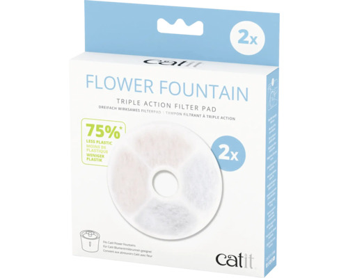 Filtre de rechange Catit Triple Action Filter Pad pour Flower Fountain lot de 2
