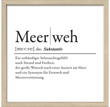 Gerahmtes Bild mit Definition des Wortes Meerweh