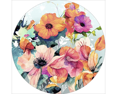 Glasbild Watercolor Flowers V Ø 30 cm