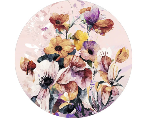 Tableau en verre Watercolor Flowers VIII Ø 20 cm