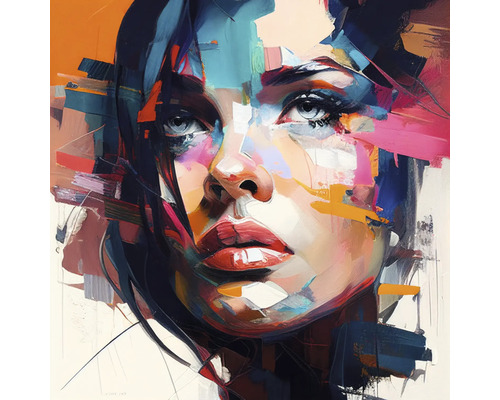 Tableau en verre Colorful Woman Portrait II 80x80 cm