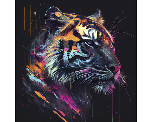 Tableau en verre Colorful Tiger Head II 50x50 cm