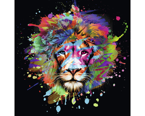 Tableau en verre Colorful Lion Head III 30x30 cm
