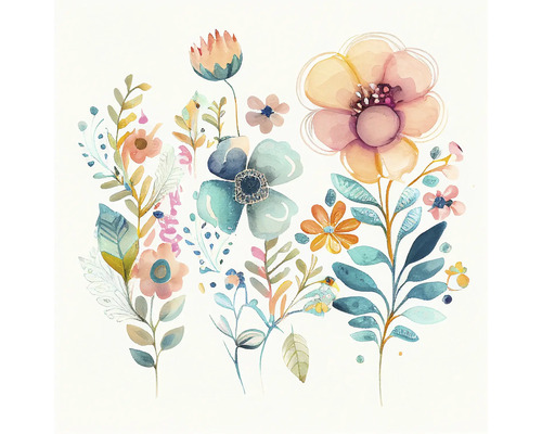 Tableau en verre Watercolor Flowers XIII 30x30 cm
