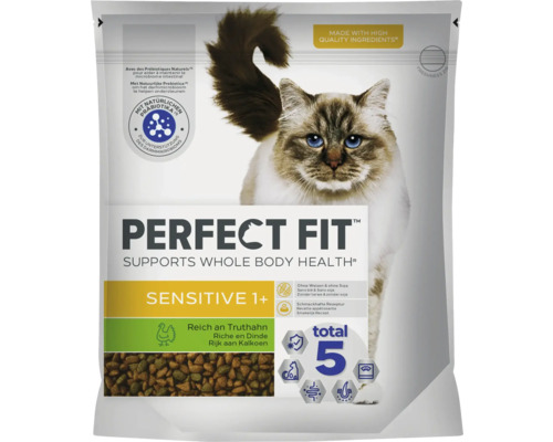 Croquettes pour chats Perfect Fit Sensitiv 1+ riches en dinde 1,4 kg