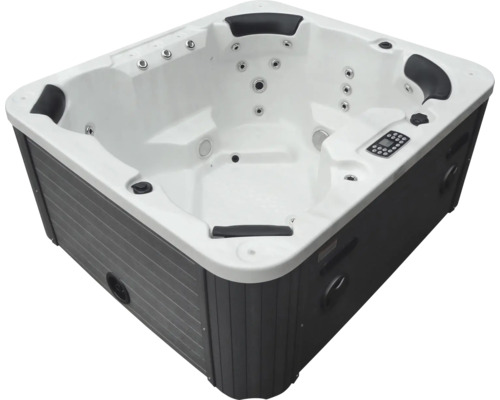 Quadratischer Whirlpool mit Bedienfeld und Kopfstützen