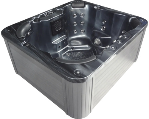 Quadratischer Whirlpool mit Düsen und Bedienelementen