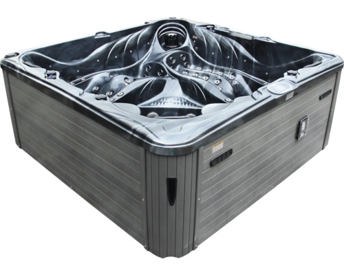 Jacuzzi carré avec revêtement en bois