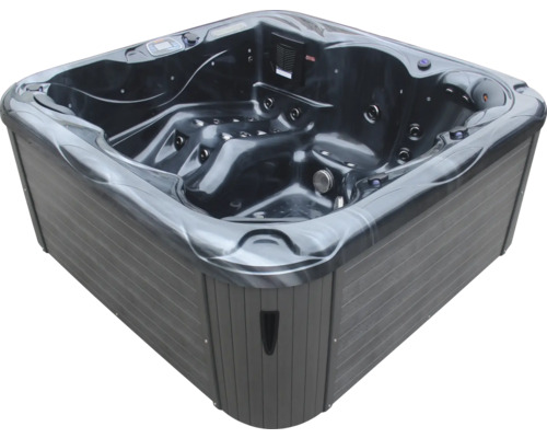 Jacuzzi carré avec jets et panneau de commande