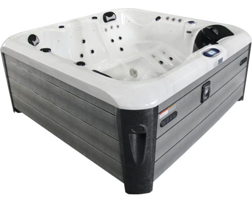 Quadratischer Whirlpool mit Düsen und Bedienfeld