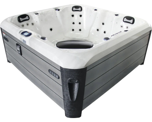 Quadratischer Whirlpool mit Düsen und Bedienelementen