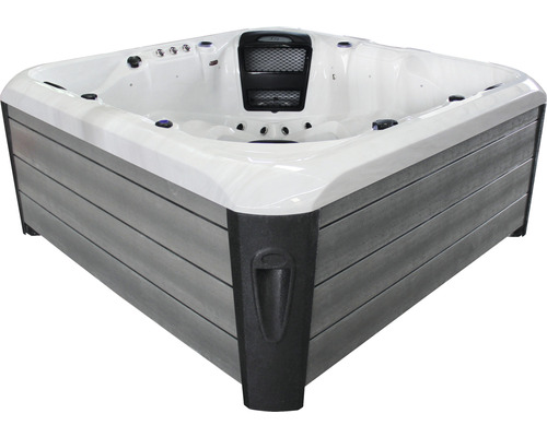 Quadratischer Whirlpool mit grauem Gehäuse