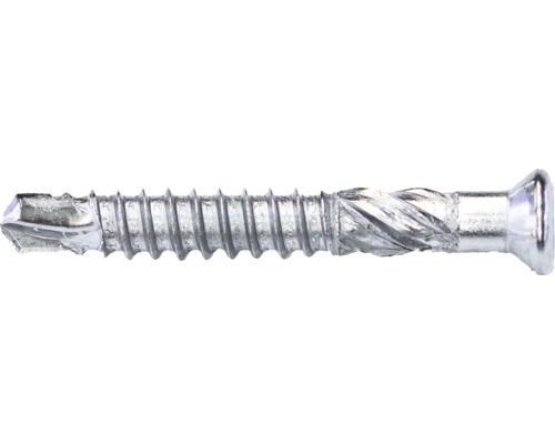 Vis pour terrasse pour soubassement en aluminium TX 25 acier inoxydable A2 5,5x40 mm Pack = 100 pièces Gros plan d''une vis autoperceuse à tête fraisée