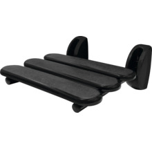 Tablette de baignoire noire en plastique avec trois surfaces de rangement