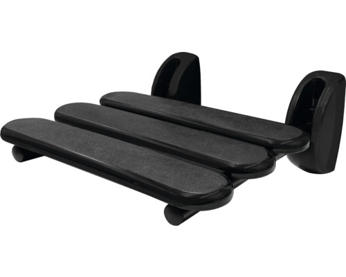 Siège de douche RIDDER rabattable noir mat A140110 Tablette de baignoire noire en plastique avec trois surfaces de rangement