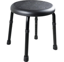Schwarzer, runder Arbeitshocker mit verstellbarer Höhe