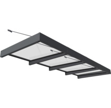 Auvent avec toit en verre et cadre en métal