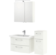 Ensemble de salle de bains avec lavabo, meuble sous-vasque, armoire latérale et armoire de toilette