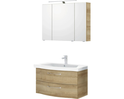 Ensemble de meubles de salle de bains pelipal Sunline 114 98 cm chêne Riviera 3 pièces SET-116-055