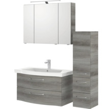 Ensemble de meubles de salle de bains avec meuble sous-lavabo, lavabo, armoire de toilette et armoire haute
