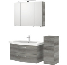 Badezimmerset mit Spiegelschrank, Waschtischunterschrank und Hochschrank