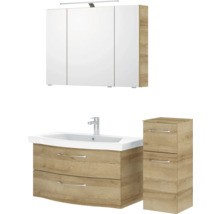 Ensemble de salle de bains avec meuble sous-lavabo, armoire de toilette et armoire latérale