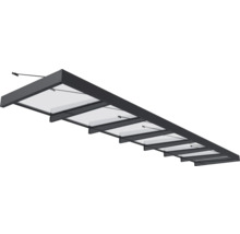 Auvent avec cadre en aluminium et panneaux de verre