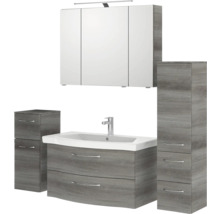 Ensemble de salle de bains moderne avec lavabo, armoire de toilette et meubles bas