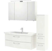 Badezimmer Set mit Waschbeckenunterschrank, Spiegelschrank und Hochschrank