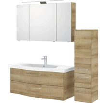 Badezimmermöbelset mit Waschtisch, Spiegelschrank und Hochschrank