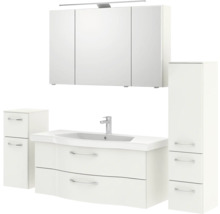 Ensemble de salle de bains avec lavabo, armoire de toilette, éléments hauts et bas
