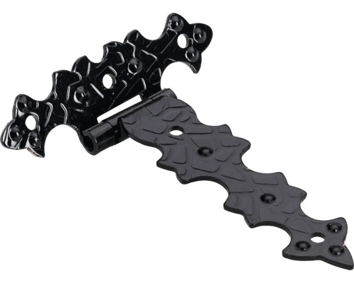 Scharnier gekröpft 80 x 69 x 1,5 mm Stahl antik 5 Stück Schwarzes T-Scharnier mit dekorativem Design