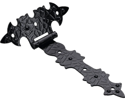 Scharnier gekröpft 114 x 95 x 1,5 mm Stahl antik 5 Stück Scharnierband in T-Form mit verzierter Oberfläche und Löchern für die Befestigung.