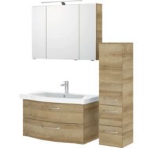 Ensemble de meubles de salle de bains avec meuble sous-lavabo, lavabo, armoire de toilette et armoire haute