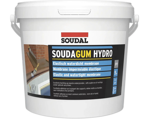 Soudal 1K Soudagum Hydro Kit streichbare Abdichtung grau 5 kg Eimer Soudal Soudagum Hydro elastische Dichtungsbahn, fünf Kilogramm