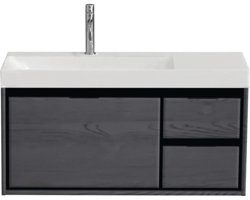 Waschbecken mit Unterschrank Sanox LOFT BxHxT 101x52.5x46 cm Frontfarbe black oak 84747449