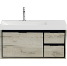 Waschbecken mit Unterschrank Sanox LOFT BxHxT 101x52.5x46 cm Frontfarbe craft oak 84747460