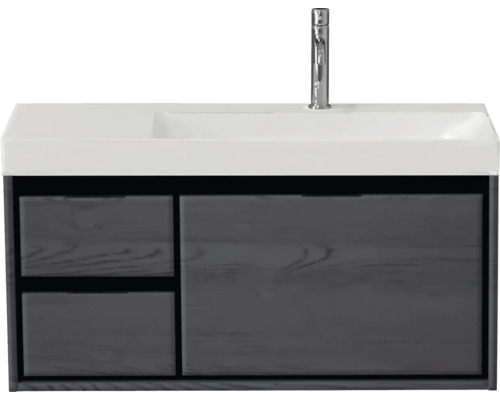 Waschbecken mit Unterschrank Sanox LOFT BxHxT 101x52.5x46 cm Frontfarbe black oak 84747549