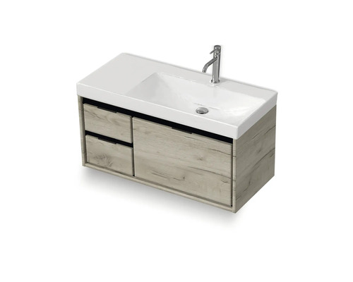 Meuble sous-lavabo avec deux tiroirs et plan de toilette