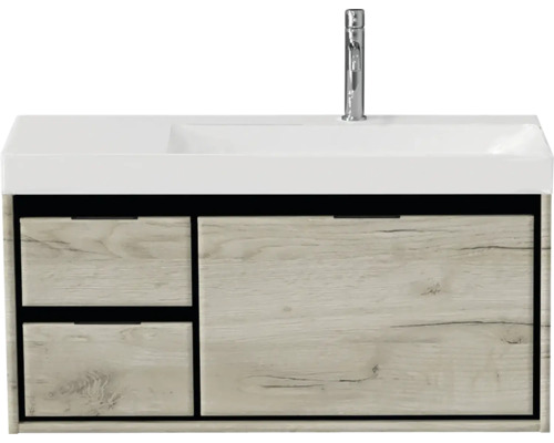 Lavabo avec meuble bas Sanox LOFT lxhxp 101x52.5x46 cm couleur de façade craft oak 84747560