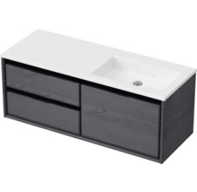 Waschbecken mit Unterschrank Sanox LOFT BxHxT 120.5x47x45.5 cm Frontfarbe black oak 84749249