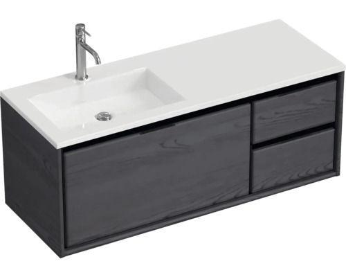 Waschbecken mit Unterschrank Sanox LOFT BxHxT 120.5x47x45.5 cm Frontfarbe black oak 84749349