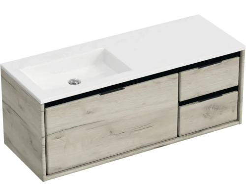 Meuble sous-lavabo avec deux tiroirs et un lavabo